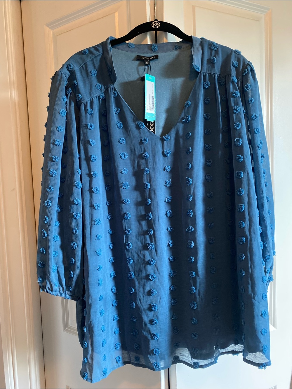 Papermoon Blue Textured V-Neck Tunic NWT